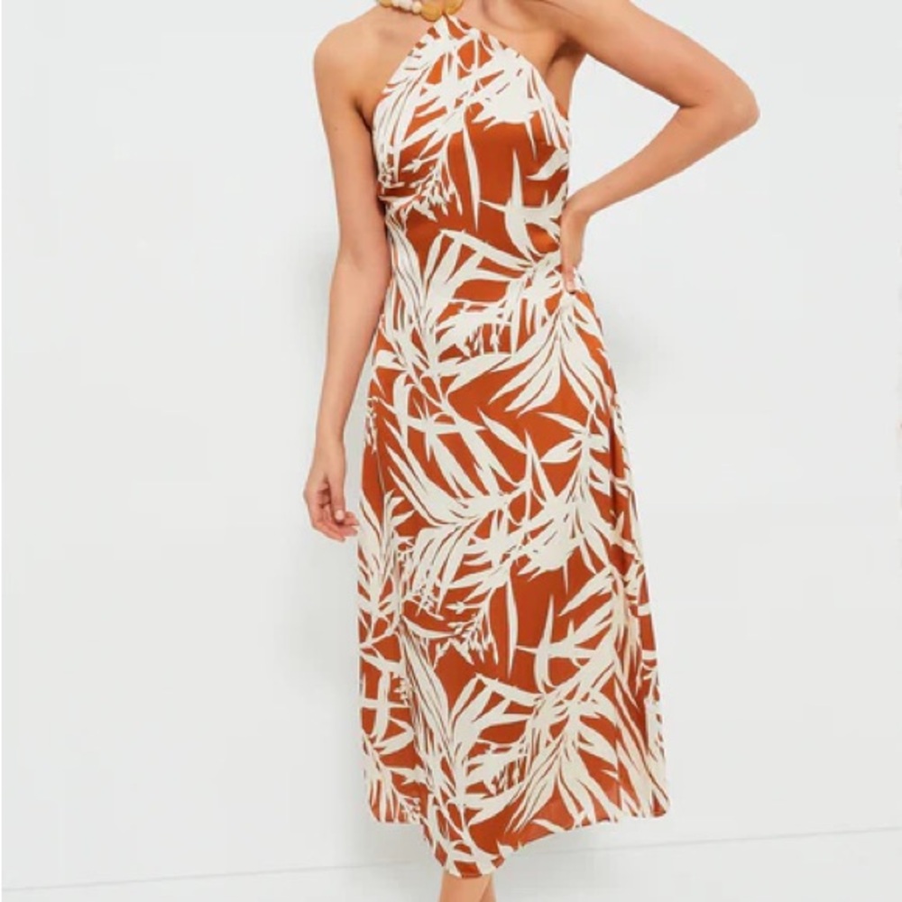 Hyacinth House Bronze Leafy Floral Mallorca Maxi Dress